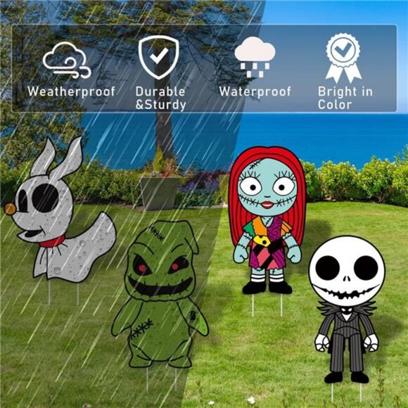 4PCS Christmas Outdoor Decor Yard Signs Cute Large Christmas Yard Stake Signs - Picture 6 of 7